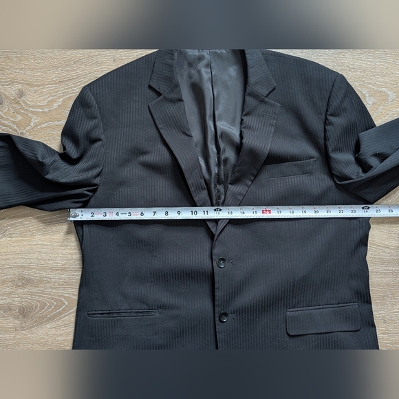 Lanfranco Classic Black Men's Pinstripe Suit Jacket Formal Refined Sleek - Picture 7 of 15